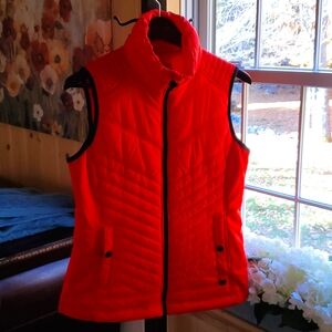 Michael Kors Red Quilted Zip-Front Vest SMALL